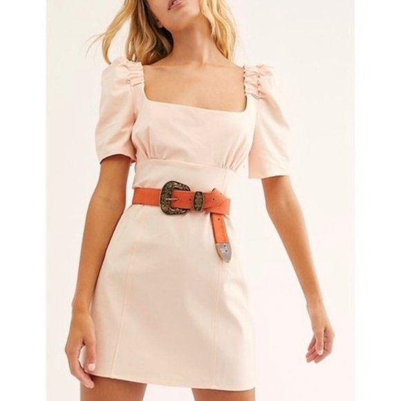 Free People Dresses & Skirts - Free People Pink Pera Puff Sleeve Mini Dress New